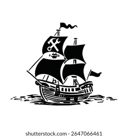 Pirate Ship Logo High-Quality Vector For Logo and T-shirt Design