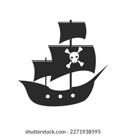 Pirate Ship logo icon vector flat design template