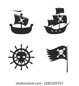 Pirate Ship logo icon vector flat design template