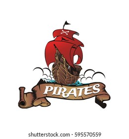 Pirate Ship Logo Symbol Banner Emblem