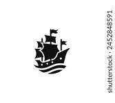 pirate ship logo vector illustration template design