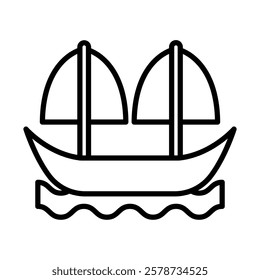 Pirate Ship Mast Vector Line Icon Design