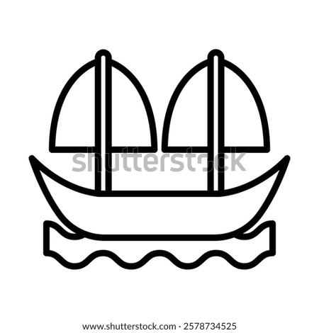 Pirate Ship Mast Vector Line Icon Design