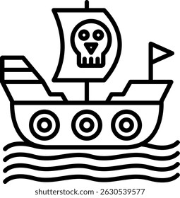 Pirate Ship New Creative Icon Design Vector