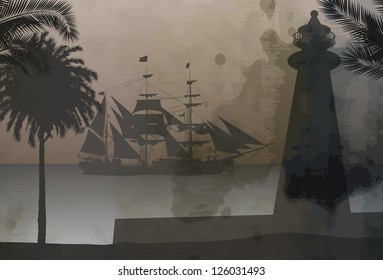 pirate ship in ocean