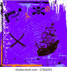 pirate ship on grunge background