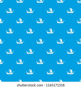 Pirate ship pattern vector seamless blue repeat for any use