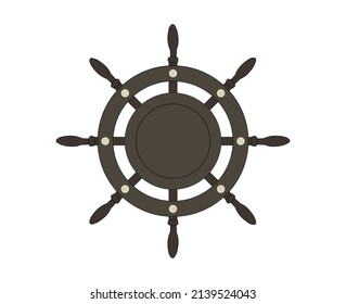 Pirate Ship Rudder Vector Logo. Navy Ship Rudder Logo