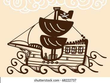 Pirate ship sailing