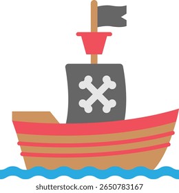 Navio pirata que navega no mar