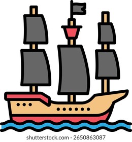 Pirate Ship Sailing on the Water