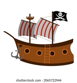 Pirate Ship Sails Pirate Flag Vector Stock Vector (Royalty Free ...