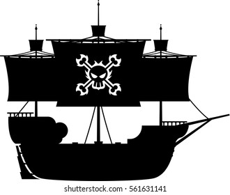 Pirate Ship in Silhouette