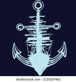 VECTOR DEL ANCLADOR DE SILHOUETTE DE BARCO PIRATO