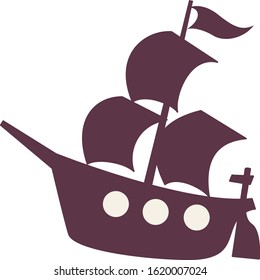 Pirate ship silhouette cartoon style