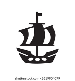 Pirate ship silhouette symbol in clean vector design on white background
