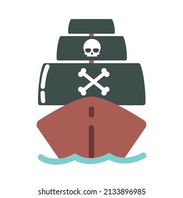 pirate ship with skull icon isolated