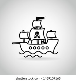Pirate ship thin line style vector icon