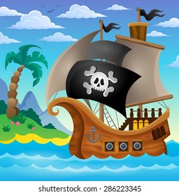 Pirate ship topic image 3 - eps10 vector illustration.