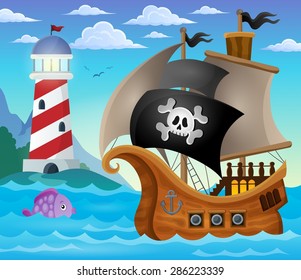 Tema del barco pirata imagen 4 - ilustración vectorial eps10.