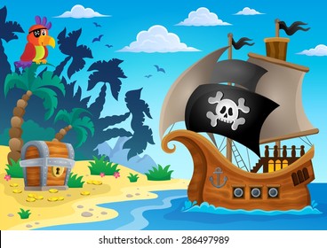 Pirate ship topic image 5 - eps10 vector illustration.