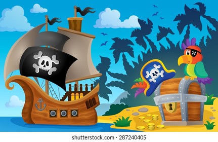 Pirate ship topic image 6 - eps10 vector illustration.