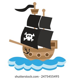 Pirate ship pirate   vector cartoon illustration