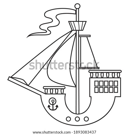 Pirate ship vector cartoon illustration