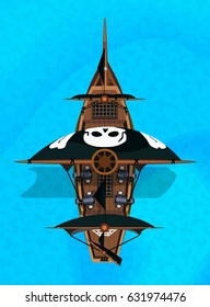 Pirate ship. Vector design for app game user interface
