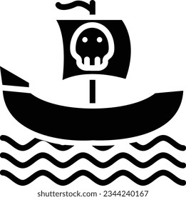 Pirate Ship Vector Icon Glyph Style