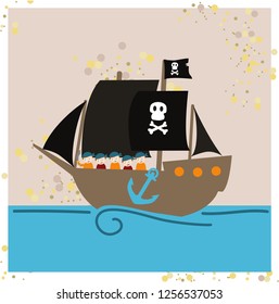 Pirate ship vector illustration