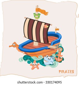 Pirate ship vector illustration