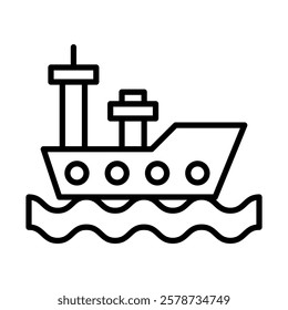 Pirate Ship Vector Line Icon Design