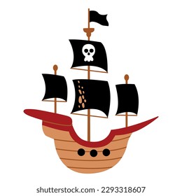 Pirate ship. White background, isolate.