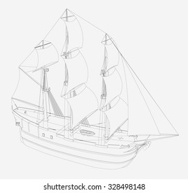 Pirate Ship wireframe.