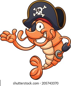 Pirate shrimp. Vector clip art illustration with simple gradients. All in a single layer.