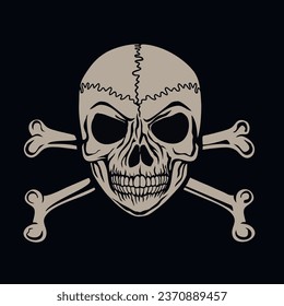 pirate sign with skull and bones, jolly Roger, grunge vintage design t shirts