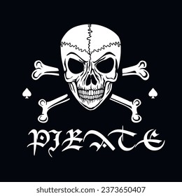 pirate sign with skull and bones, jolly Roger, grunge vintage design t shirts