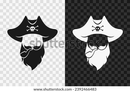Pirate silhouette icon, vector glyph sign. Pirate symbol isolated on dark and light transparent backgrounds.