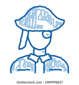 Pirate Silhouette sketch icon vector. Hand drawn blue doodle line art Pirate Silhouette isometric sign. isolated symbol illustration