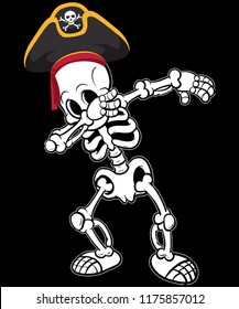 Pirate Skeleton Dabbing Shirt Design Vector Graphic