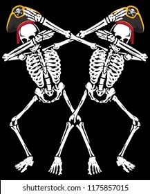 Pirate Skeleton Dabbing Shirt Design Vector Graphic