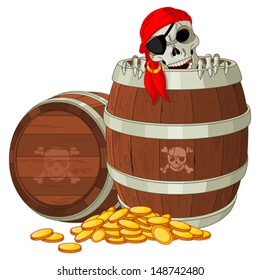 Pirate Skeleton Gets Out Of The Barrel