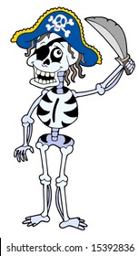 Pirate skeleton with sabre - vector illustration.