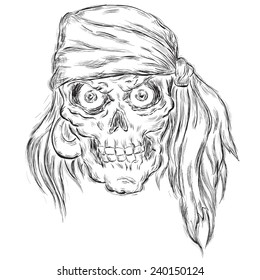 Pirate, sketch vector illustration isolated on white background