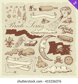 Pirate sketches. Layered vector set.
