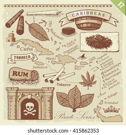 Pirate sketches. Layered vector set.