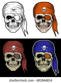 Pirate Skull with 4 style Color