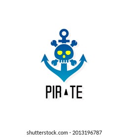 pirate skull and anchor vector, pirate text, icons, symbols and logos