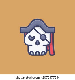 Pirate Skull Avatar Filled Outline Icon, Logo, and illustration Vector